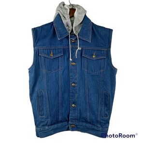 Vintage button down hooded denim vest